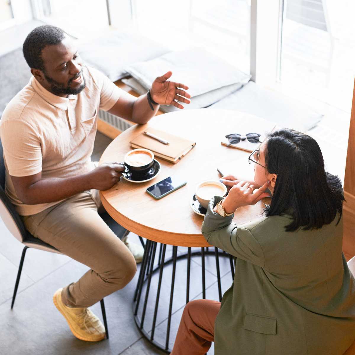 People chatting over coffee