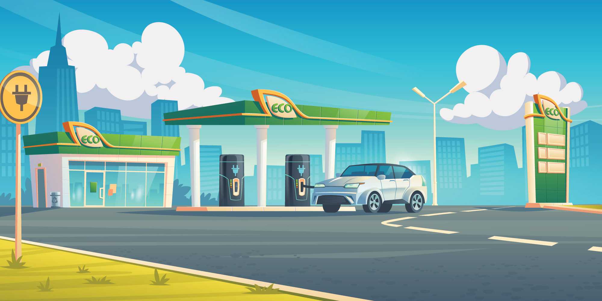 ev charging station illustration