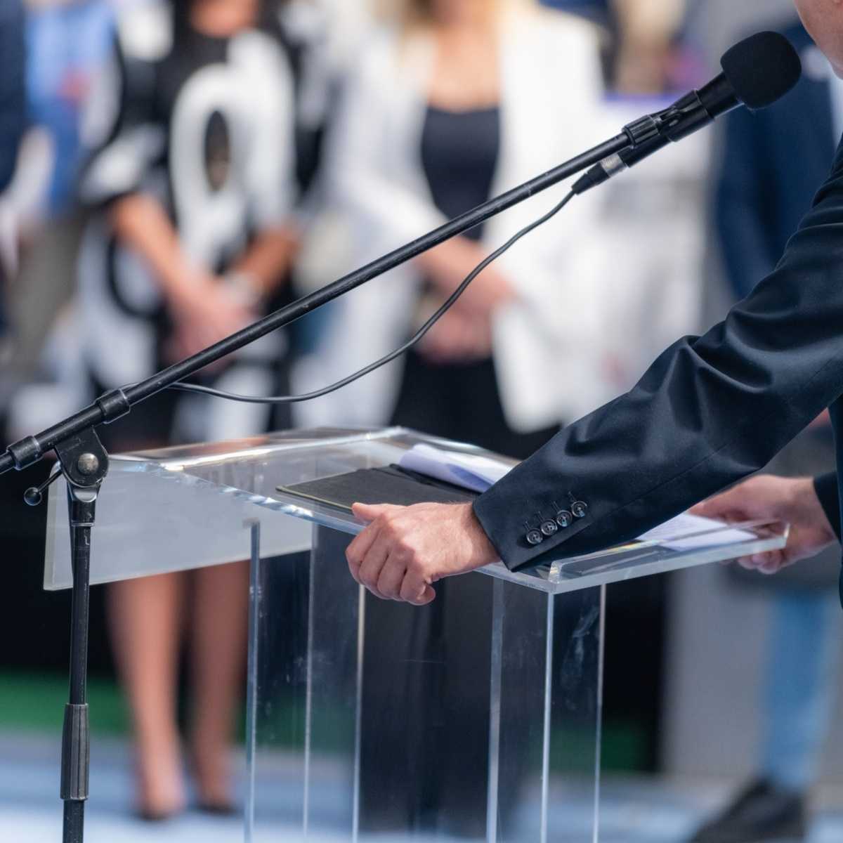 politician giving a speech
