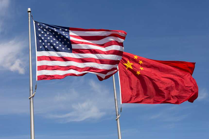 US and China flag
