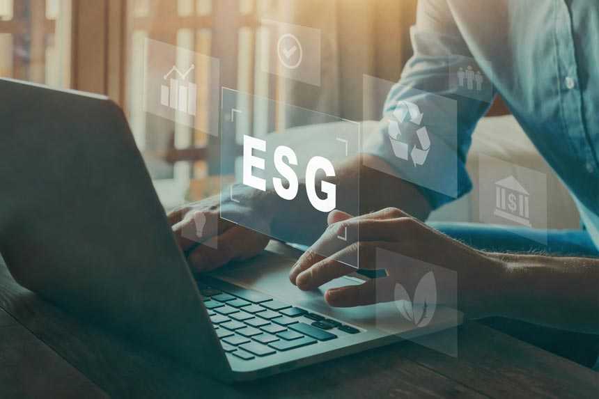 Laptop with ESG symbols