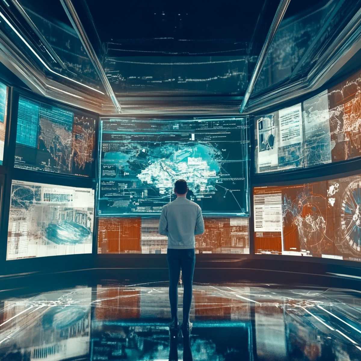 Man looking at AI
