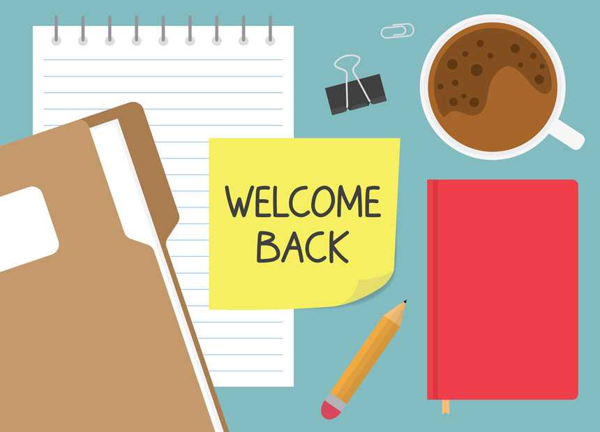 Note saying welcome back