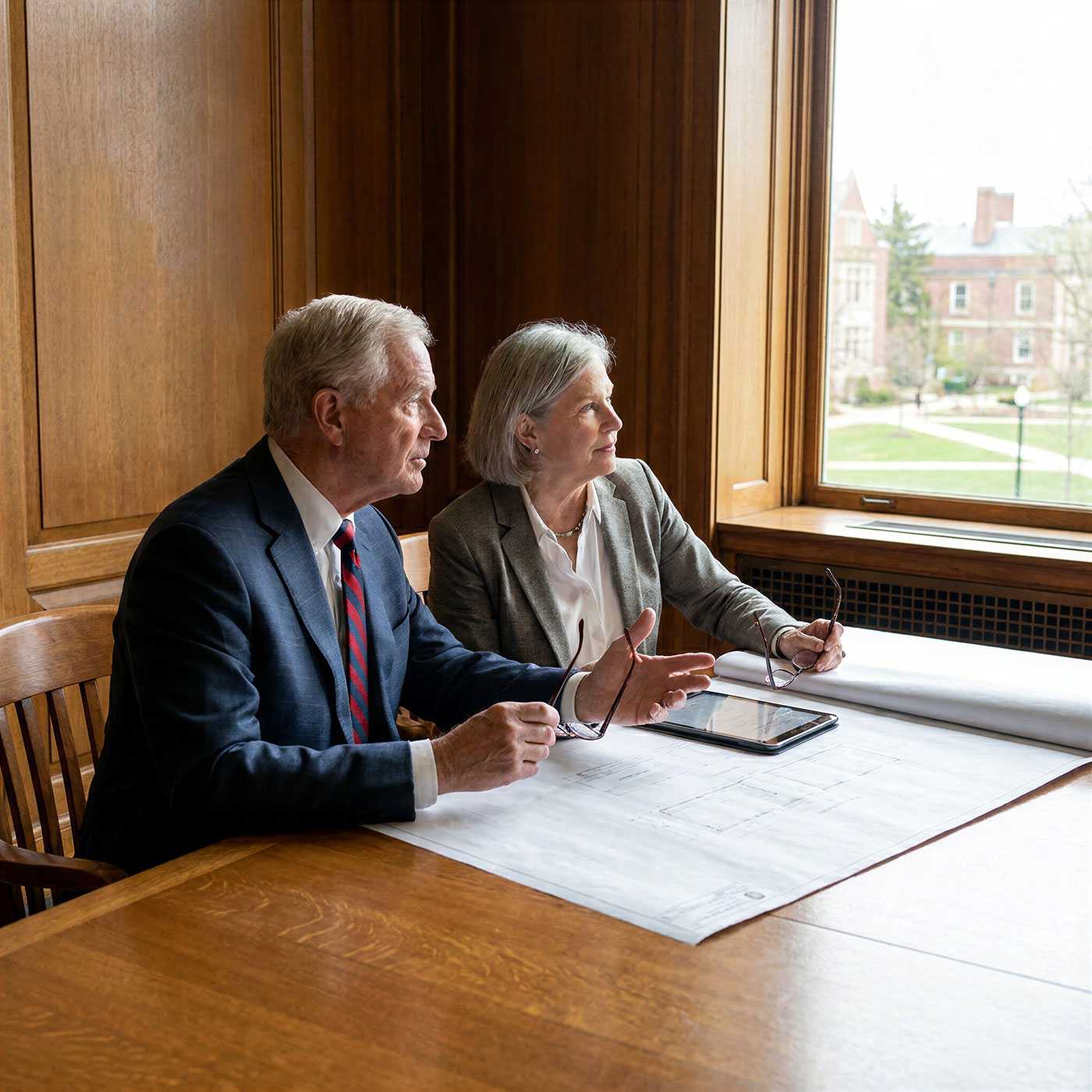 Older couple planning