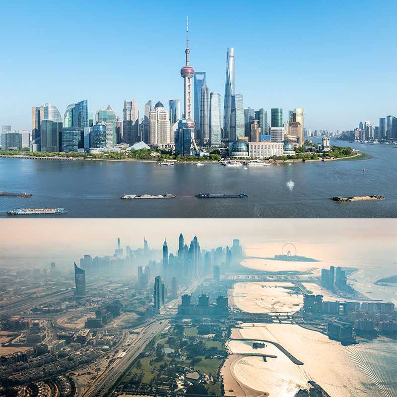 Dubai and Shanghai