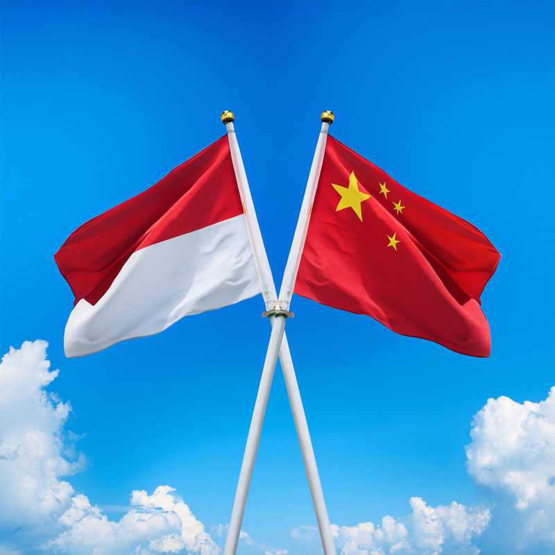 Indonesia and China flags