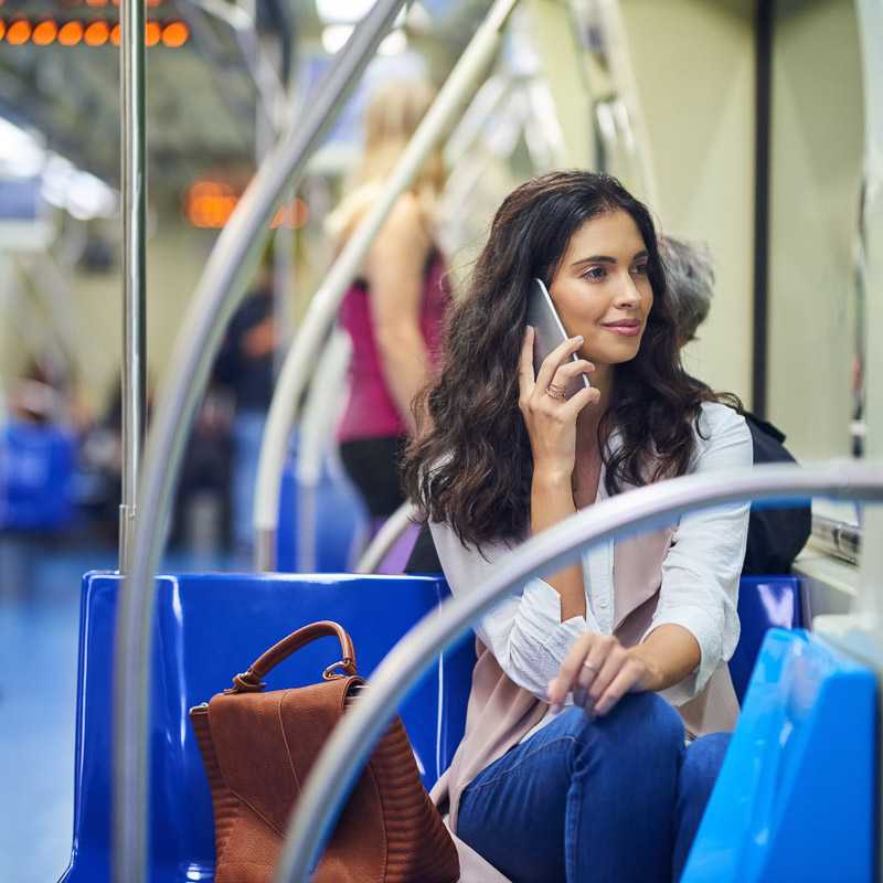 Woman on public transit