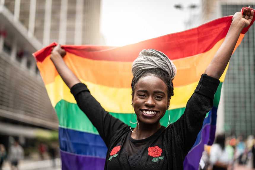 Woman Holding Pride Flag