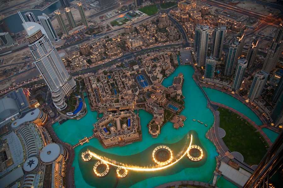 Overhead View of Dubai Fountain