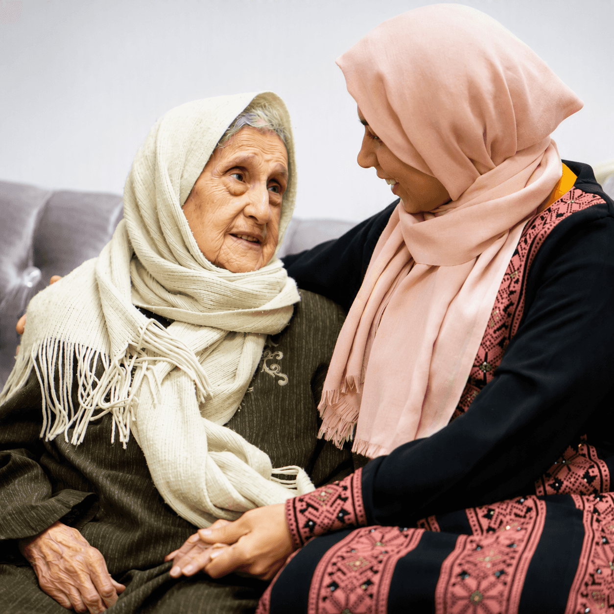 two women talking