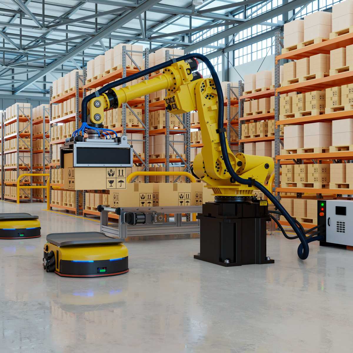 Robotic arm for packing with producing and maintaining logistics systems.
