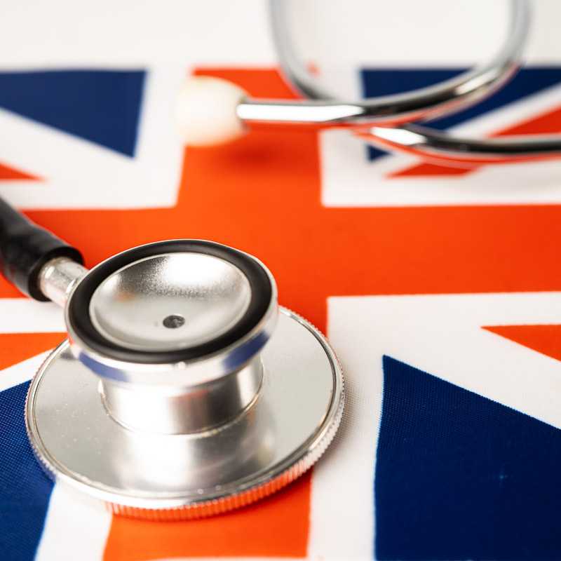 Stethoscope on the UK flag