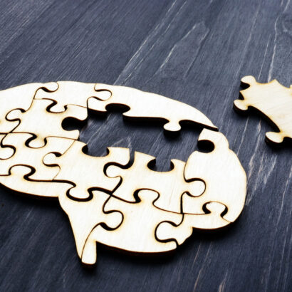 Puzzle in the shape of a brain